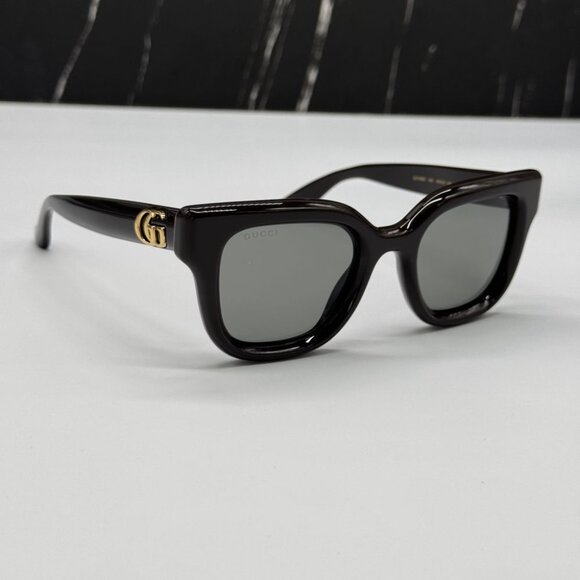 NEW GG1828S 004 GUCCI SHINY SOLID BROWN WOMEN GUCCI SUNGLASSES main image 7